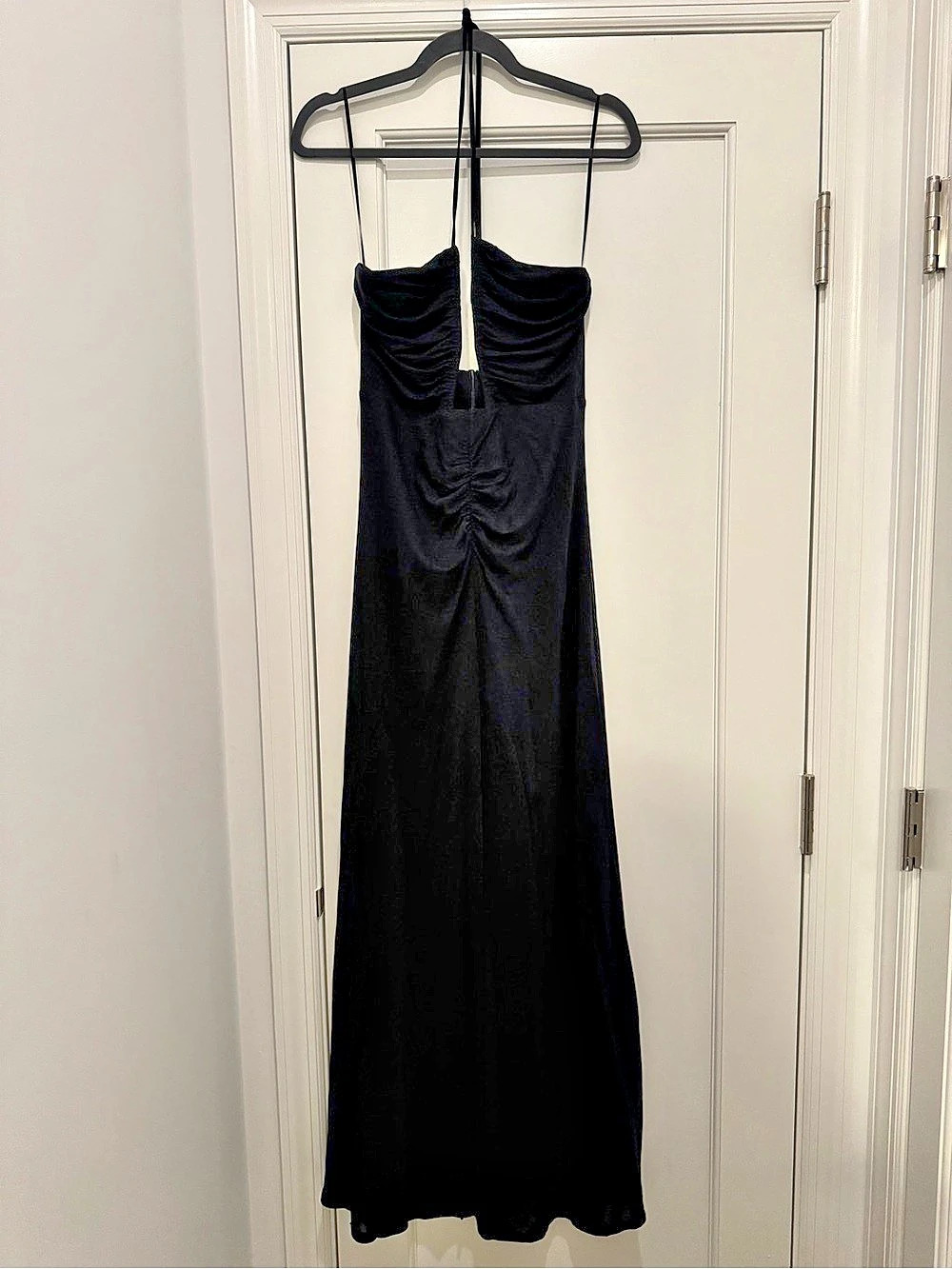 REISS Ruched Black Maxi Dress Size 4 Like New